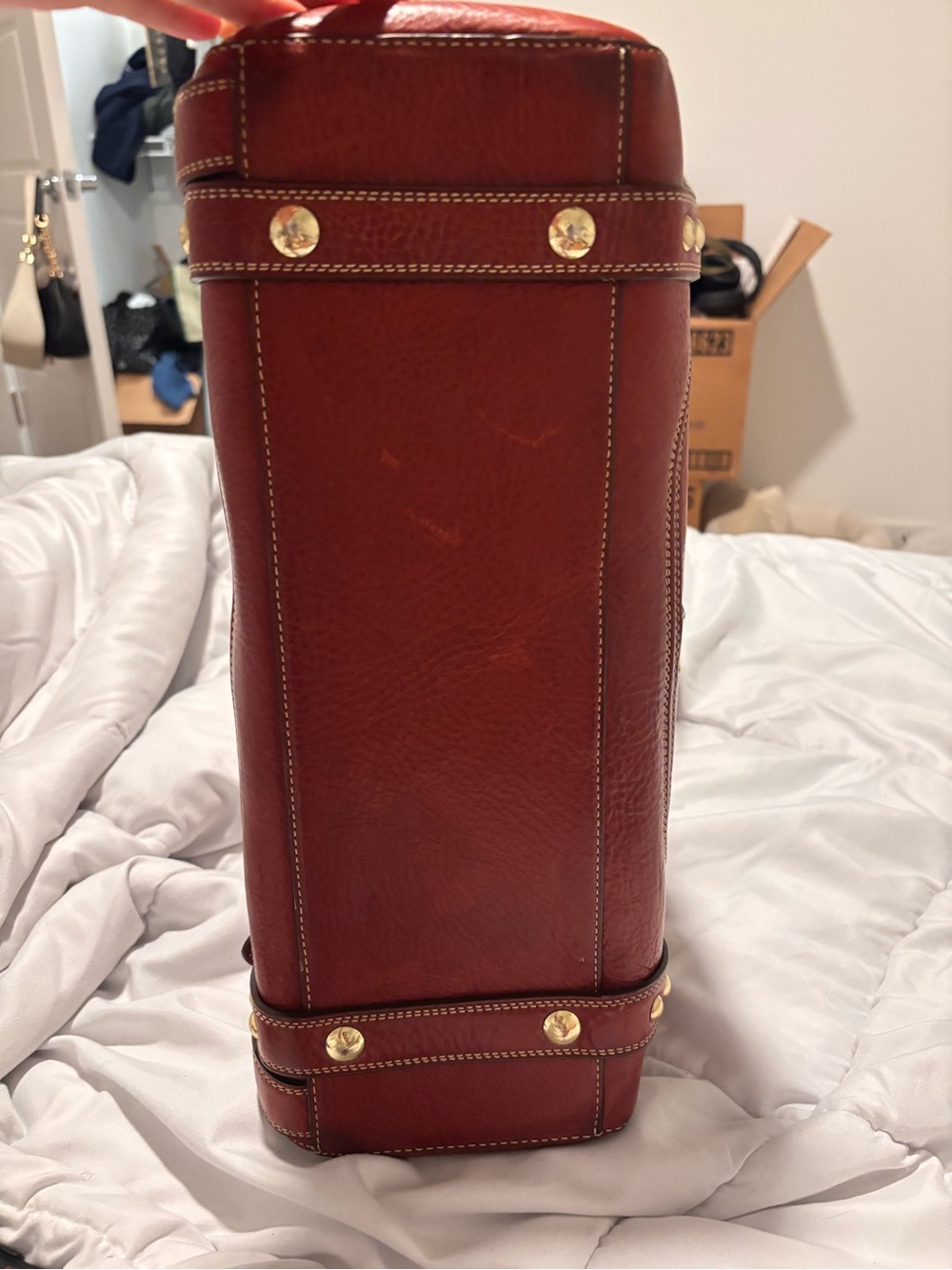 Coach Red Leather Shoulder Bag with Gold Hardware - Picture 8 of 8